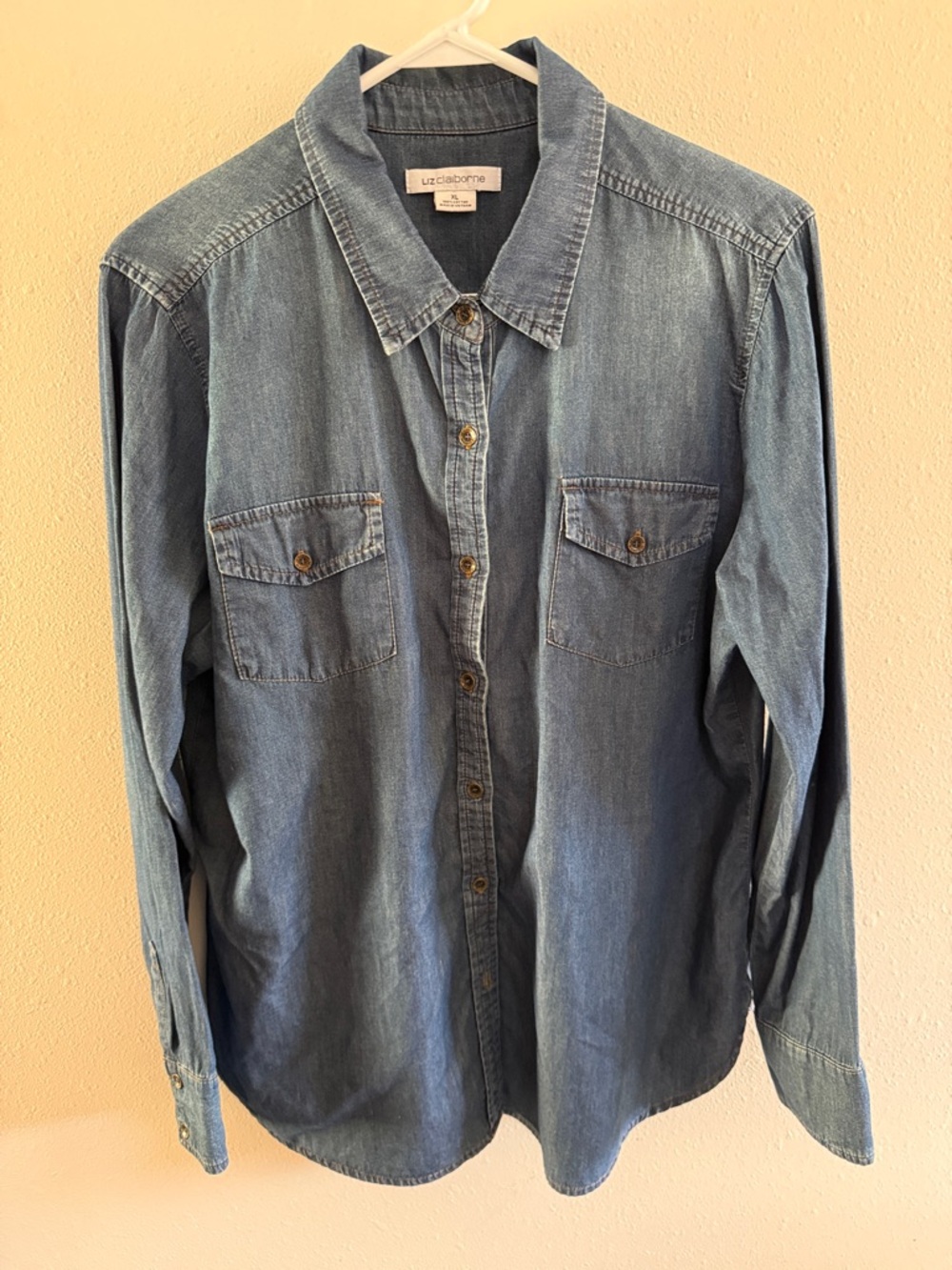 Liz Claiborne Classic Denim Button-Front Shirt - Medium Blue
